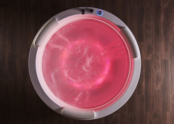 D1600mm Круглая массажная ванна с двумя внутренними светодиодными лентами Скрытая пузырьковая ванна - Подходит для 3 человек для небольших помещений